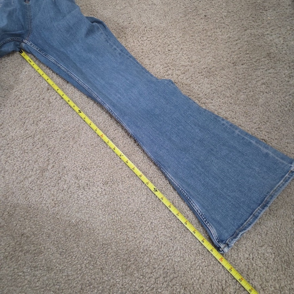 Free People We The Free Denim Jumpsuit Womens Size Large Zip Front Flare Jayde - Picture 3 of 8
